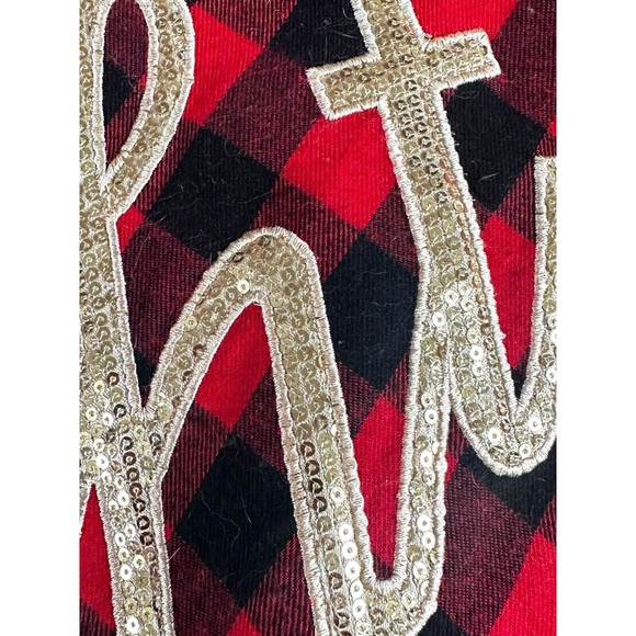 Christmas Tree Skirt 53in Xmas Tree Skirt Red Black Buffalo Plaid Reversible - Picture 2 of 10